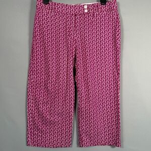 Briggs New York Capri Pants Size 8P Pink White Floral 31x19" Stretch Straight